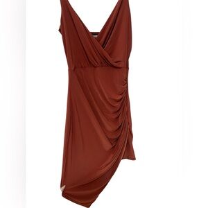 Missguided + Asymmetrical Rust Draped Dress